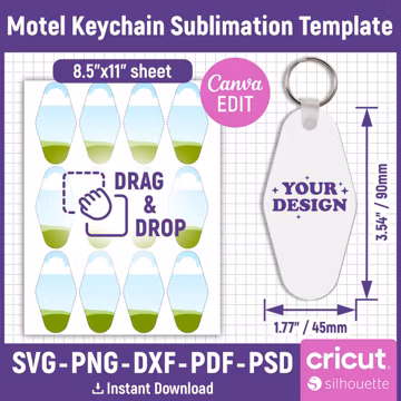 Motel Keychain Sublimation Template, Motel Keychain Template, Bifold wallet Sublimation, Hotel Keychain Svg, Keychain Design, Canva Editable