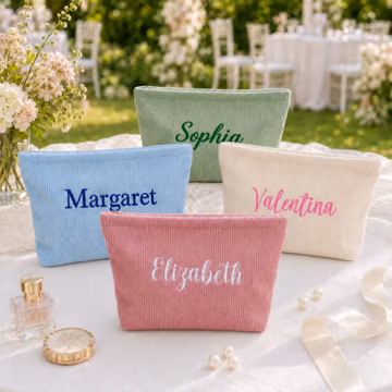 Personalized Embroidered Makeup Bag, Custom Travel Cosmetic Toiletry Bag with Name, Wedding Party Favors