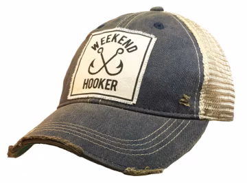 Weekend Hooker Distressed Trucker Cap | Men's & Women's Trucker | Girls Weekend | Patch Hat | Fishing | Fishing Hat | Fisherman | Sarcasm