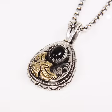 Brass Eagle/Black Star/925 Sterling Silver Pendant/Silver Charm/Gothic/Biker/Rockabilly/tan-075