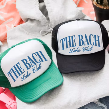 Lake Bachelorette Party Hats, The Bach Lake Club Girls Trip Trucker Hat, Love on the Lake Crew Before I Do Party Favors