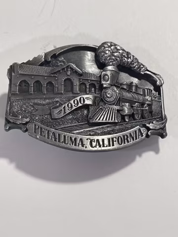 PETALUMA CALIFORNIA RAILROAD Siskiyou Pewter Belt Buckle Limited