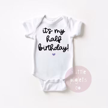 It's My Half Birthday Onesie® Bodysuit, Baby Girl Half Birthday Onesie ®, Half Birthday, Six Month Birthday Onesie, Cute Heart Boho Simple