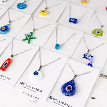 Murano Glass Evil Eye Necklace, 20 Murano Necklace Style, Birthday Gift for Her, Silver Necklace for Women, Greek Evil Eye Jewelry