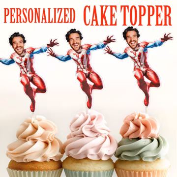 Personalized Superhero Face Cupcake Topper: Birthday Party Decor (Digital File)