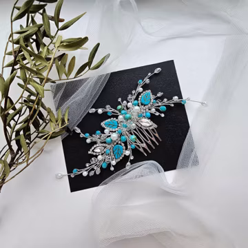 Turquoise hair comb Teal hair pin Aquamarine headpiece Teal hair piece Blue Wedding hair accessories Maritime wedding Teal hair comb