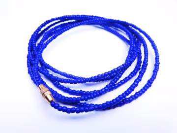 Blue African Waist Beads: Beaded Belly Chain with Clasp