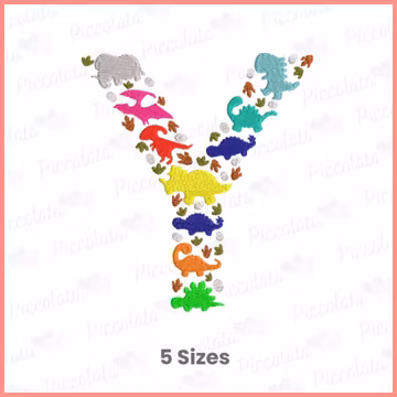 Dinosaur Letter Y Embroidery Design – Kids Alphabet Machine Embroidery – Dino Theme Monogram – Instant Download