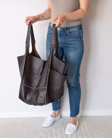 Dark Brown Leather Tote Bag, Oversized Slouchy Shoulder Bag, Convertible Chocolate Brown Handbag, Genuine Leather Bag, Carryall, Weekender