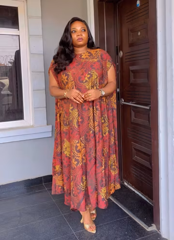 Hand-Dyed Adire Crepe Dress, Flowy Midi Gown, Sister Africa