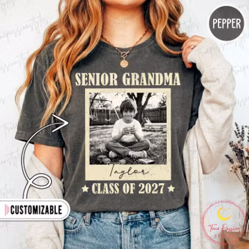 Personalized Senior Grandma 2027 Shirt, Custom Photo Class Of 2027 Tshirt, Graduation 2027 Grandma Sweater, High School Senior 2027 S07017