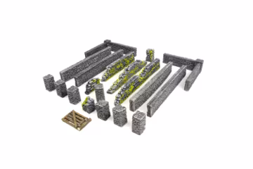 Stone Wall & Pillar Set 20–28mm Wargaming Terrain | Bolt Action Terrain, 28mm Walls, Battlefield Scenery, DnD Terrain Diorama Set