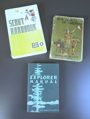 Vintage BSA Scouting Books: Explorer Manual (1952), Handbook for Boys (1925) & Scout Handbook (1977) - Softcover, Fair+ to Good condition