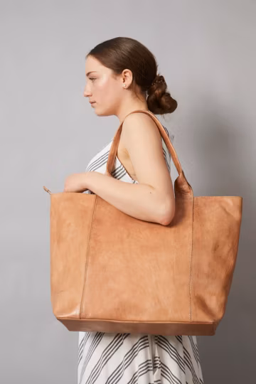 SUMMER SALE Moroccan Large Light Brown Leather Tote Bag, Handmade Oversized Shoulder Shopper Bag, Premium Quality Travel Bag