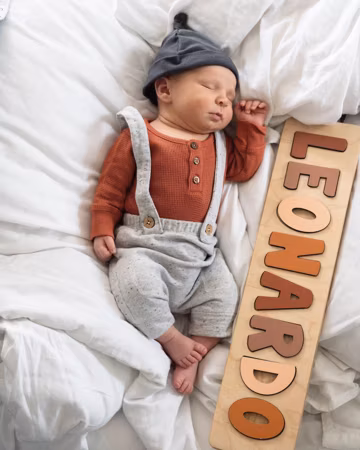 Wooden Name Puzzle, New Baby Gift, Gender Neutral, Personalized Easter Gift for Baby, First Birthday Gift, Toys, Puzzle for Baby