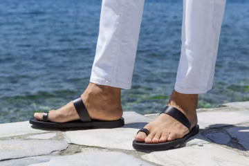 Men Leather Sandals, Greek Roman Stylish Men Sandals, Men's Leather Slides Handmade Sandals, Summer Men's Comfy Black Sandals, CRONOS