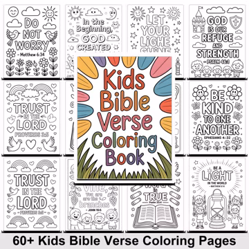 Kids Bible Verse Coloring Pages PDF | 60+ Christian Jesus Coloring Pages for Children | Scripture Coloring Book | Sunday School Printable