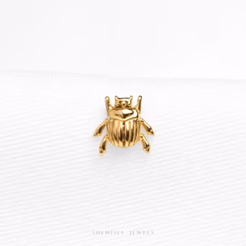 Scarab Beetle Stud, Threadless Flat Back Earring, Minimalist Style, A-SS1070