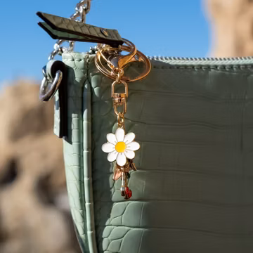 Girly Dangle Keychain Custom Initial With Flower-Star-Cherry-Envelope-Heart Charm-Ideal Gift