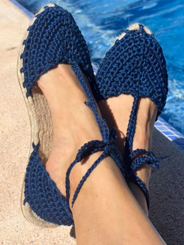 Crochet Espadrilles Handmade Ballet Flats Natural Jute Sole Shoes Breathable Summer Flats Boho Cotton Shoe Mediterranean Night Espadrill