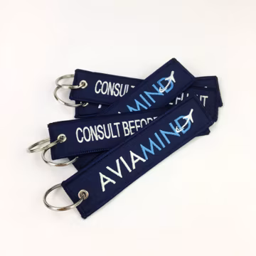 Custom Embroidered Keychain: Remove Before Flight Jet Tag