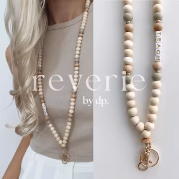Personalized Teacher Lanyard, Custom Name Beaded Badge Holder, Neutral Style, Handmade, Teacher Gift, Nurse Gift