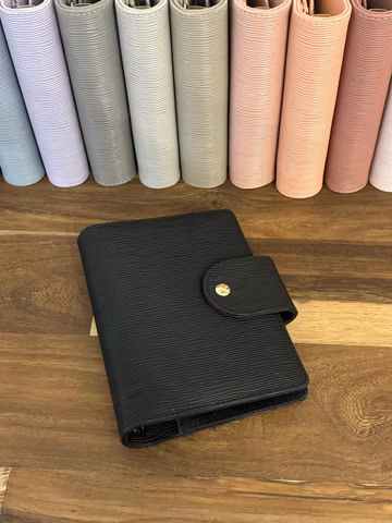 A6 Budget Binder PIPER2 Gold: Saffiano Ripple PU vegan Leather, Gold Hardware