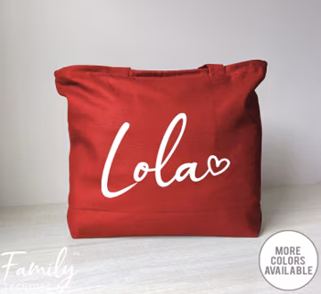 Lola Heart - Zippered Tote Bag - Lola Tote Bag - Lola Gift