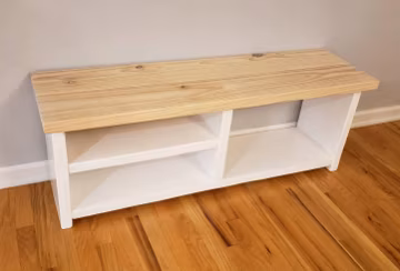 White Bottom Rustic Wooden Shoe Boot Bench - Custom Entryway Storage Organizer