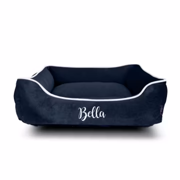 Personalised Dog Bed: LUXE Black VELVET Luxury Dog Bed, Machine Washable, Pet Bed with Name, Dog Gift, Premium Dog Bed, Plush Fleece Base