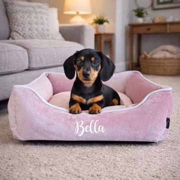 Pink Personalized Dog Bed, Soft Dog Bed with Name, Custom Dog Bed, Velvet Dog Bed, Corduroy Dog Bed, Custom Pet Gifts