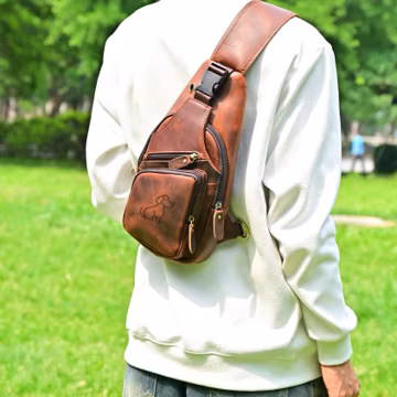 Customized Genuine Leather Crossbody Sling Bag: Men's Travel Chest Bag
