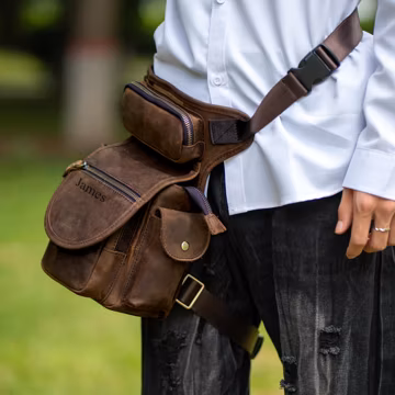 Customized Leather Motorcycle Drop Leg Bag: Unisex Travel Fanny Pack