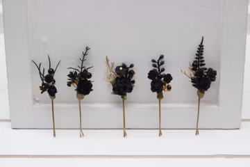 2-5 days to USA - Black Gold Flower Hair Pins, Gothic Wedding Hairpiece, Set of 5