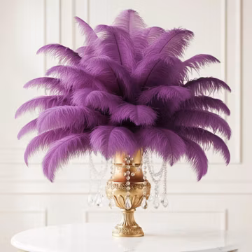 Purple Ostrich Tail Feathers: Bulk Centerpiece Supply (12-16" Long)