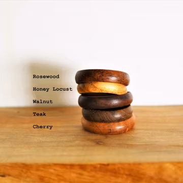 Exotic Wood Ring Made from Rosewood, Honey Locust, Purple Heart, Teak, Olive Wood