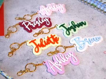 Personalized Acrylic Name Keychain: Custom School Backpack Tag Accessories