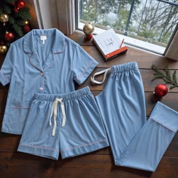 Personalized 3-Piece Pajama Set | Soft Monogram PJs with Top, Shorts & Pants | Custom Gift for Her | Bridesmaid Pajamas | Custom Jersey PJS