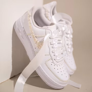 Custom Bridal Sneakers, Air Force 1: Pearl Wedding Sneakers