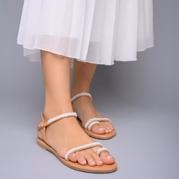 Pearl Wedding Sandals: Handmade Greek Leather Bridal Shoes