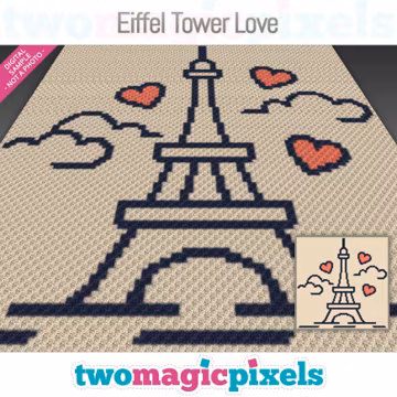 Eiffel Tower Love Crochet Pattern, C2C Graphgan PDF, Paris Blanket Chart (No Counts Included)