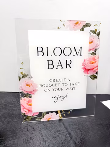 Peony bloom bar acrylic sign, bloom bar sign, Wildflower bridal shower sign, Bridal shower favors sign, Wildflower sign, Flower bar sign