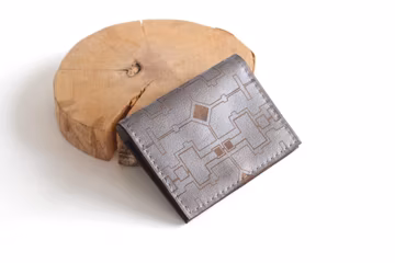 Geometric Leather Card Holder: Mini Bifold Wallet with Money Clip
