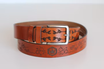 Leather Marijuana Belt | Brown Molecule Waistband