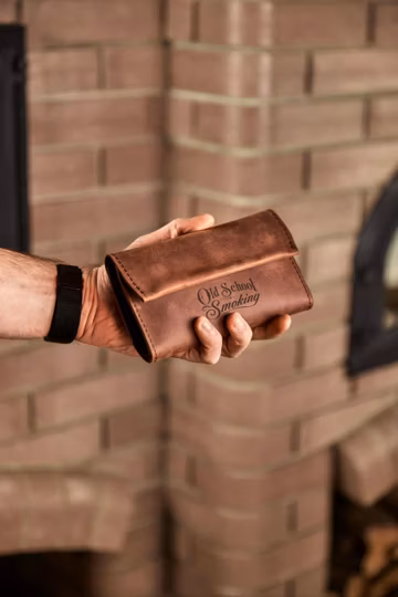 Leather Tobacco Pouch, Full Grain Leather Tobacco Case, Smoking Pouch for Tobacco Storage, Travel Tobacco Holder