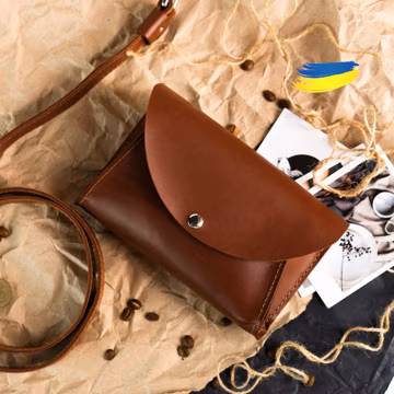 Leather fanny pack, cognac brown mini purse, crossbody bum handbag, belt hip pouch