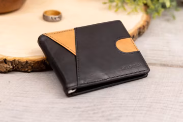 Personalized Leather Money Clip Wallet for Men: Slim RFID Mens Gift