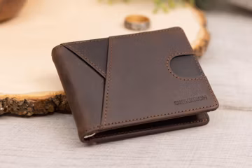 Mens Personalized Slim Leather Wallet With Money Clip, RFID Blocking Card Holder
