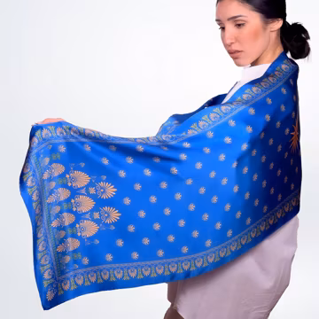 Blue Silk Scarf, Handpainted Scarf, Women Scarf, Gift for Her, Made in Greece by Kalfas