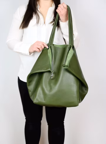 Tote Bag β Soft Green Leather Slouchy Shoulder Bag